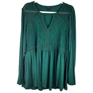 Torrid Crew Neck Long Sleeve Babydoll Blouse